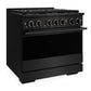 ZLINE 36 in. 5.2 cu. ft. Marino Dual Fuel Range with 6 Burner DuoPro™ Cooktop and Electric Convection Oven in Black Stainless Steel (PMDRB-36)