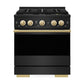 ZLINE Autograph Edition 30 in. 4.2 cu. ft. Marino Dual Fuel Range with 4 Burner DuoPro™ Cooktop and Electric Convection Oven in Black Stainless Steel and Polished Gold Accents (PMDRBZ-30-G)