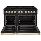 ZLINE Autograph Edition 48 in. 6.7 cu. ft. Marino Dual Fuel Range with 8 Burner DuoPro™ Cooktop and Dual Ovens in Black Stainless Steel and Polished Gold Accents (PMDRBZ-48-G)