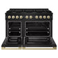 ZLINE Autograph Edition 48 in. 6.7 cu. ft. Marino Double Oven Gas Range with 8 Burner Cooktop in Black Stainless Steel and Champagne Bronze Accents (MGRBZ-48-CB)