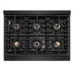 ZLINE Autograph Edition 36 in. 5.2 cu. ft. Marino Gas Range with 6 Burner DuoPro™ Cooktop and Convection Gas Oven in Black Stainless Steel and Champagne Bronze Accents (PMGRBZ-36-CB)