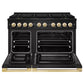 ZLINE Autograph Edition 48 in. 6.7 cu. ft. Marino Gas Range with 8 Burner DuoPro™ Cooktop and Dual Ovens in Black Stainless Steel and Polished Gold Accents (PMGRBZ-48-G)