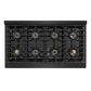 ZLINE Autograph Edition 48 in. 6.7 cu. ft. Marino Gas Range with 8 Burner DuoPro™ Cooktop and Dual Ovens in Black Stainless Steel and Polished Gold Accents (PMGRBZ-48-G)