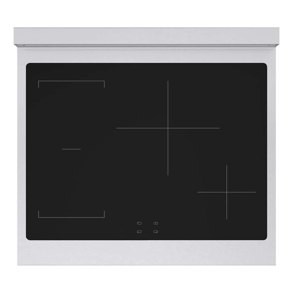 ZLINE Autograph Edition 30 in. 4.2 cu. ft. Marino Induction Range with 4 Element Cooktop and Electric Convection Oven in Satin Stainless Steel with Matte Black Accents (MINRSZ-30-MB) top-down, above cooking surface.