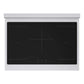 ZLINE Autograph Edition 36 in. 5.2 cu. ft. Marino Induction Range with 5 Element Cooktop and Electric Convection Oven in Satin Stainless Steel with White Matte Door and Polished Gold Accents (MINRSZ-WM-36-G) top-down, above cooking surface.