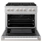 ZLINE 36 in. 5.2 cu. ft. Marino Dual Fuel Range with 6 Burner Gas Cooktop and Electric Convection Oven in Satin Stainless Steel (MDRS-36)