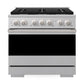 ZLINE 36 in. 5.2 cu. ft. Marino Dual Fuel Range with 6 Burner Gas Cooktop and Electric Convection Oven in Satin Stainless Steel (MDRS-36)
