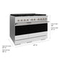 ZLINE 48 in. 6.7 cu. ft. Marino Double Oven Dual Fuel Range with 8 Burner Gas Cooktop in Satin Stainless Steel with White Matte Doors (MDRS-WM-48)