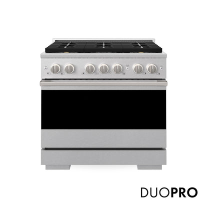 ZLINE 36 in. 5.2 cu. ft. Marino Dual Fuel Range with 6 Burner DuoPro™ Cooktop and Electric Convection Oven in Satin Stainless Steel (PMDRS-36)