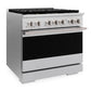 ZLINE 36 in. 5.2 cu. ft. Marino Dual Fuel Range with 6 Burner DuoPro™ Cooktop and Electric Convection Oven in Satin Stainless Steel (PMDRS-36)