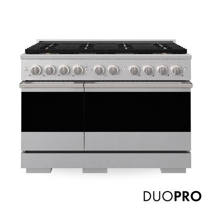 ZLINE 48 in. 6.7 cu. ft. Marino Dual Fuel Range with 8 Burner DuoPro™ Cooktop and Dual Ovens in Satin Stainless Steel (PMDRS-48)