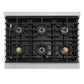ZLINE Autograph Edition 36 in. 5.2 cu. ft. Marino Dual Fuel Range with 6 Burner DuoPro™ Cooktop and Electric Convection Oven in Satin Stainless Steel and Champagne Bronze Accents (PMDRSZ-36-CB)