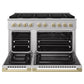 ZLINE Autograph Edition 48 in. 6.7 cu. ft. Marino Double Oven Dual Fuel Range with 8 Burner Gas Cooktop in Satin Stainless Steel and Champagne Bronze Accents (MDRSZ-48-CB)