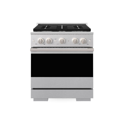 ZLINE 30 in. 4.2 cu. ft. Marino Gas Range with Convection Gas Oven in Satin Stainless Steel with 4 Brass Burners (MGRS-BR-30) main image.