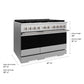 ZLINE 48 in. 6.7 cu. ft. Marino Double Oven Gas Range in Satin Stainless Steel with 8 Brass Burners (MGRS-BR-48)