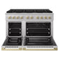 ZLINE Autograph Edition 48 in. 6.7 cu. ft. Marino Double Oven Gas Range with 8 Burner Cooktop in Satin Stainless Steel and Champagne Bronze Accents (MGRSZ-48-CB)