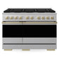 ZLINE Autograph Edition 48 in. 6.7 cu. ft. Marino Double Oven Gas Range with 8 Burner Cooktop in Satin Stainless Steel and Champagne Bronze Accents (MGRSZ-48-CB)