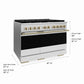 ZLINE Autograph Edition 48 in. 6.7 cu. ft. Marino Double Oven Gas Range with 8 Burner Cooktop in Satin Stainless Steel with White Matte Doors and Champagne Bronze Accents (MGRSZ-WM-48-CB)