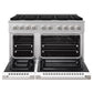 ZLINE 48 in. 6.7 cu. ft. Marino Double Oven Dual Fuel Range with 8 Burner Gas Cooktop in Satin Stainless Steel with White Matte Doors (MDRS-WM-48)