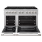 ZLINE 48 in. 6.7 cu. ft. Marino Double Oven Gas Range with 8 Burner Cooktop in Satin Stainless Steel with White Matte Doors (MGRS-WM-48)