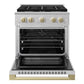 ZLINE Autograph Edition 30 in. 4.2 cu. ft. Marino Dual Fuel Range with 4 Burner Gas Cooktop and Electric Convection Oven in Stainless Steel with Champagne Bronze Accents (MDRZ-30-CB)