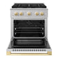 ZLINE Autograph Edition 30 in. 4.2 cu. ft. Marino Dual Fuel Range with 4 Burner Gas Cooktop and Electric Convection Oven in Stainless Steel with Polished Gold Accents (MDRZ-30-G)