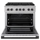 ZLINE Autograph Edition 36 in. 5.2 cu. ft. Marino Dual Fuel Range with 6 Burner Gas Cooktop and Electric Convection Oven in Stainless Steel with Matte Black Accents (MDRZ-36-MB)