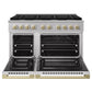 ZLINE Autograph Edition 48 in. 6.7 cu. ft. Marino Double Oven Dual Fuel Range with 8 Burner Gas Cooktop in Stainless Steel and Champagne Bronze Accents (MDRZ-48-CB)