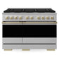 ZLINE Autograph Edition 48 in. 6.7 cu. ft. Marino Double Oven Dual Fuel Range with 8 Burner Gas Cooktop in Stainless Steel and Champagne Bronze Accents (MDRZ-48-CB)