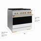 ZLINE Autograph Edition 36 in. 5.2 cu. ft. Marino Dual Fuel Range with 6 Burner Gas Cooktop and Electric Convection Oven in Stainless Steel with White Matte Door and Polished Gold Accents (MDRZ-WM-36-G)