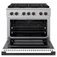 ZLINE Autograph Edition 36 in. 5.2 cu. ft. Marino Dual Fuel Range with 6 Burner Gas Cooktop and Electric Convection Oven in Stainless Steel with White Matte Door and Matte Black Accents (MDRZ-WM-36-MB)