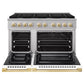 ZLINE Autograph Edition 48 in. 6.7 cu. ft. Marino Double Oven Dual Fuel Range with 8 Burner Gas Cooktop in Stainless Steel with White Matte Door and Polished Gold Accents (MDRZ-WM-48-G)