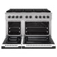ZLINE Autograph Edition 48 in. 6.7 cu. ft. Marino Double Oven Dual Fuel Range with 8 Burner Gas Cooktop in Stainless Steel with White Matte Door and Matte Black Accents (MDRZ-WM-48-MB)