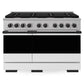 ZLINE Autograph Edition 48 in. 6.7 cu. ft. Marino Double Oven Dual Fuel Range with 8 Burner Gas Cooktop in Stainless Steel with White Matte Door and Matte Black Accents (MDRZ-WM-48-MB)