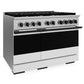 ZLINE Autograph Edition 48 in. 6.7 cu. ft. Marino Double Oven Dual Fuel Range with 8 Burner Gas Cooktop in Stainless Steel with White Matte Door and Matte Black Accents (MDRZ-WM-48-MB)