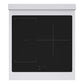 ZLINE Autograph Edition 24 in. 3.2 cu. ft. Marino Induction Range with 3 Element Cooktop and Electric Convection Oven in Stainless Steel with Polished Gold Accents (MINRZ-24-G) top-down, above cooking surface.