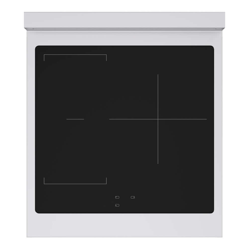 ZLINE Autograph Edition 24 in. 3.2 cu. ft. Marino Induction Range with 3 Element Cooktop and Electric Convection Oven in Stainless Steel with Matte Black Accents (MINRZ-24-MB) top-down, above cooking surface.