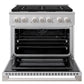 ZLINE 36 in. 5.2 cu. ft. Marino Dual Fuel Range with Gas Cooktop and Electric Convection Oven in Stainless Steel with 6 Brass Burners (MDR-BR-36)
