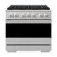 ZLINE 36 in. 5.2 cu. ft. Marino Dual Fuel Range with Gas Cooktop and Electric Convection Oven in Stainless Steel with 6 Brass Burners (MDR-BR-36)