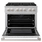 ZLINE 36 in. 5.2 cu. ft. Marino Dual Fuel Range with 6 Burner Gas Cooktop and Electric Convection Oven in Stainless Steel with White Matte Door (MDR-WM-36)