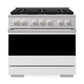 ZLINE 36 in. 5.2 cu. ft. Marino Dual Fuel Range with 6 Burner Gas Cooktop and Electric Convection Oven in Stainless Steel with White Matte Door (MDR-WM-36)