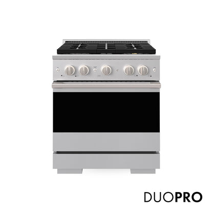 ZLINE 30 in. 4.2 cu. ft. Marino Dual Fuel Range with 4 Burner DuoPro™ Cooktop and Electric Convection Oven in Stainless Steel (PMDR30)