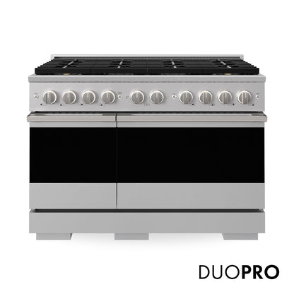 ZLINE 48 in. 6.7 cu. ft. Marino Dual Fuel Range with 8 Burner DuoPro™ Cooktop and Dual Ovens in Stainless Steel (PMDR48)