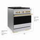 ZLINE Autograph Edition 30 in. 4.2 cu. ft. Marino Dual Fuel Range with 4 Burner DuoPro™ Cooktop and Electric Convection Oven in Stainless Steel with Polished Gold Accents (PMDRZ-30-G)