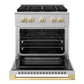ZLINE Autograph Edition 30 in. 4.2 cu. ft. Marino Dual Fuel Range with 4 Burner DuoPro™ Cooktop and Electric Convection Oven in Stainless Steel with Polished Gold Accents (PMDRZ-30-G)