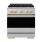 ZLINE Autograph Edition 30 in. 4.2 cu. ft. Marino Dual Fuel Range with 4 Burner DuoPro™ Cooktop and Electric Convection Oven in Stainless Steel with Polished Gold Accents (PMDRZ-30-G)