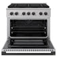 ZLINE Autograph Edition 36 in. 5.2 cu. ft. Marino Dual Fuel Range with 6 Burner DuoPro™ Cooktop and Electric Convection Oven in Stainless Steel and Matte Black Accents (PMDRZ-36-MB)