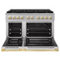 ZLINE Autograph Edition 48 in. 6.7 cu. ft. Marino Dual Fuel Range with 8 Burner DuoPro™ Cooktop and Dual Ovens in Stainless Steel and Polished Gold Accents (PMDRZ-48-G)