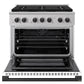 ZLINE Autograph Edition 36 in. 5.2 cu. ft. Marino Dual Fuel Range with 6 Burner DuoPro™ Cooktop and Electric Convection Oven with White Matte Door and Matte Black Accents (PMDRZ-WM-36-MB)