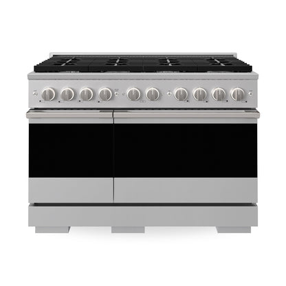 ZLINE 48 in. 6.7 cu. ft. Marino Dual Fuel Range with 8 Burner Gas Cooktop and Dual Ovens in Stainless Steel (MDR48) main image.